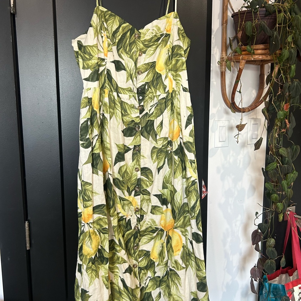 Lemon Print Maxi Dress